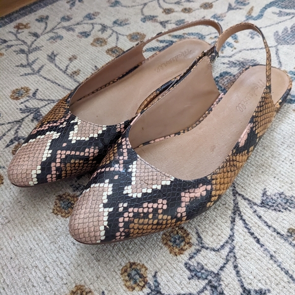 MADEWELL Margo Snakeskin Embossed Slingback Leather Flat - Picture 3 of 6